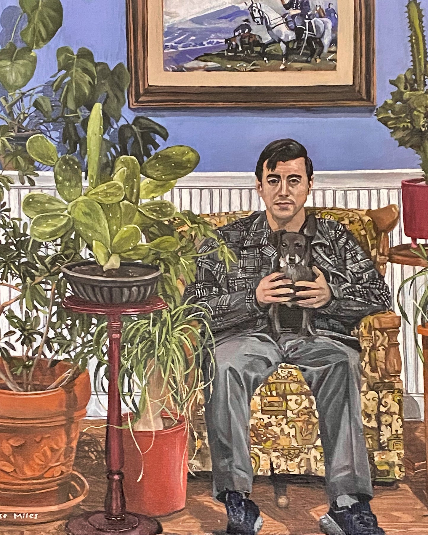 Micah, Pepper and Plants Matted Artwork Print