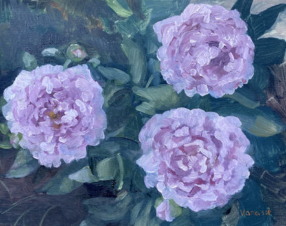 Peonies Plein Air Matted Artwork Print