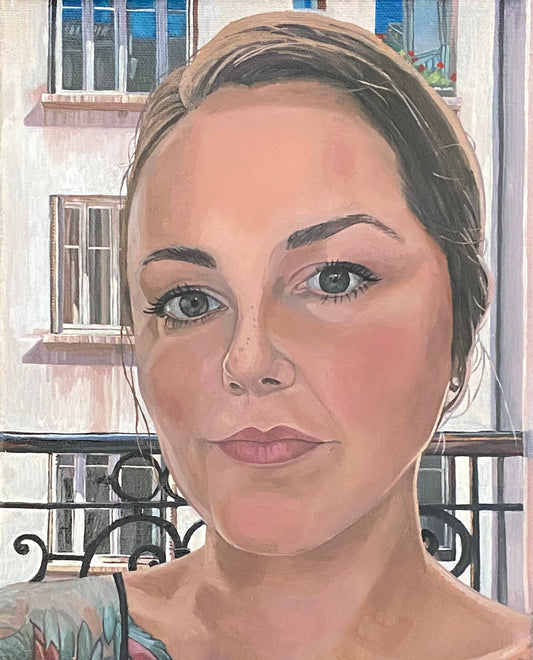 Self-Portrait in Paris Matted Artwork Print
